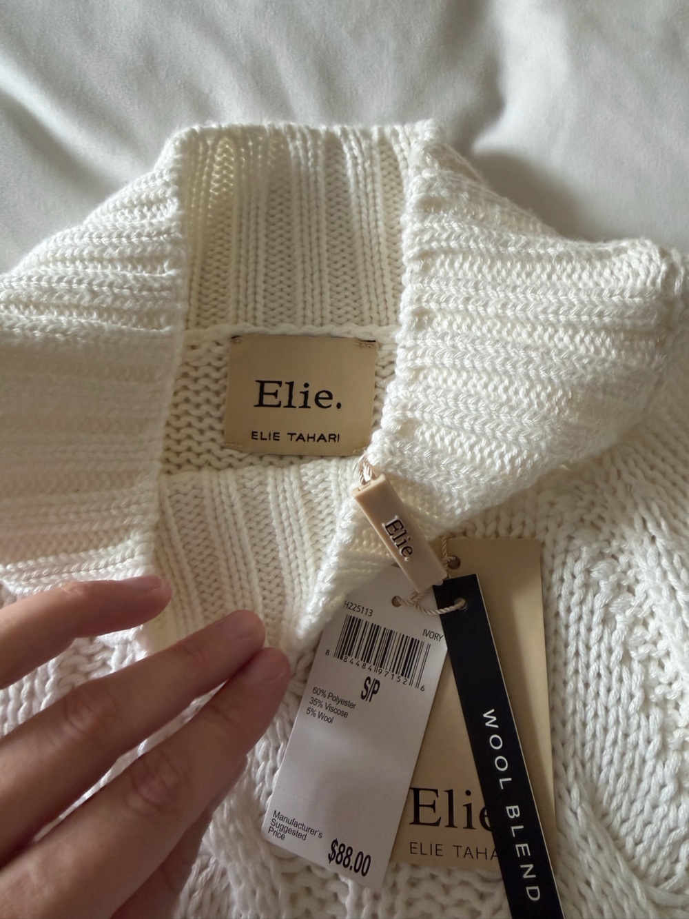Elie Tahari Cable Knit Sweater - Cream - Picture 3 of 4